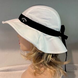 Callaway White Golf Sun Hat with Black Ribbon - Women's OS - Adjustable